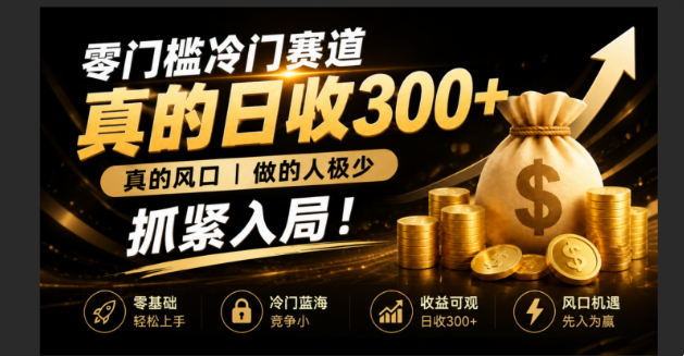 零成本冷门赛道，真的日300真风口，做得人极少！-免费资源