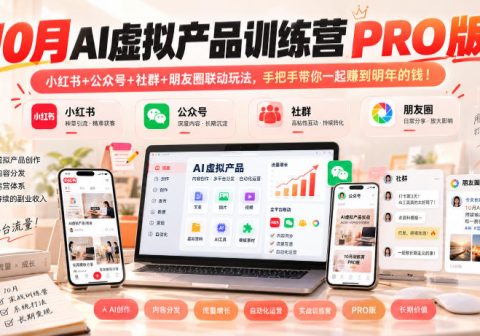 10月AI虚拟产品训练营PRO版，小红书+公众号+社群+朋友圈联动玩法，手把手带你一起赚到明年的钱！-免费资源