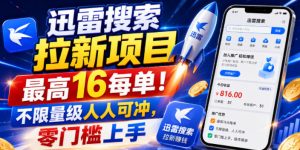 迅雷搜索拉新项目,最高16每单!不限量级人人可冲-免费资源