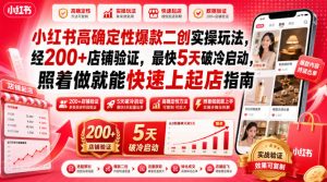 小红书高确定性爆款二创实操玩法,经200店铺验证-免费资源