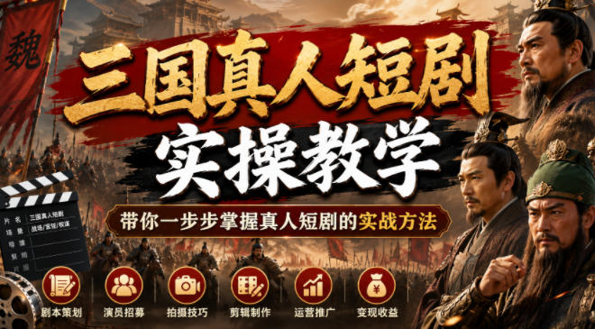 三国真人短剧实操教学，带你一步步掌握真人短剧-免费资源