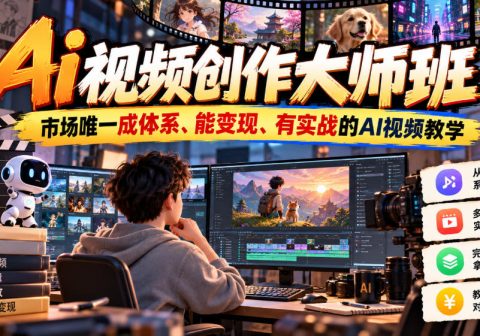 Ai视频创作大师班，市场唯一成体系、能变现、有实战的AI视频教学(更新2026)-免费资源