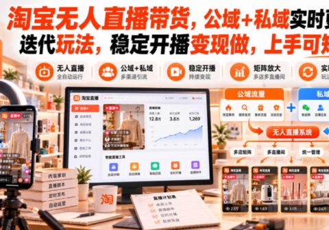 淘宝无人直播带货，公域+私域实时更新迭代玩法，稳定开播变现做，上手可矩阵【揭秘】-免费资源