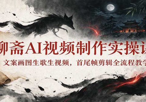 聊斋AI视频制作实操课:文案画图生歌生视频,首尾帧剪辑全流程教学-免费资源