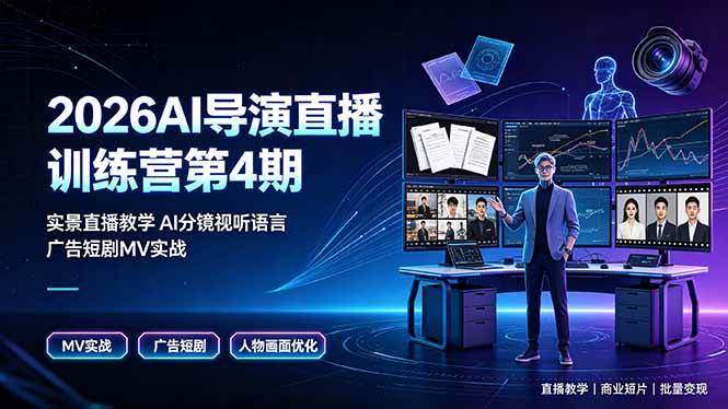（19216期）2026ai导演直播训练营第4期，实景直播教学ai分-免费资源