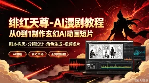 【精】绯红天尊-ai漫剧教程从o到1制作玄幻ai动画短片-免费资源