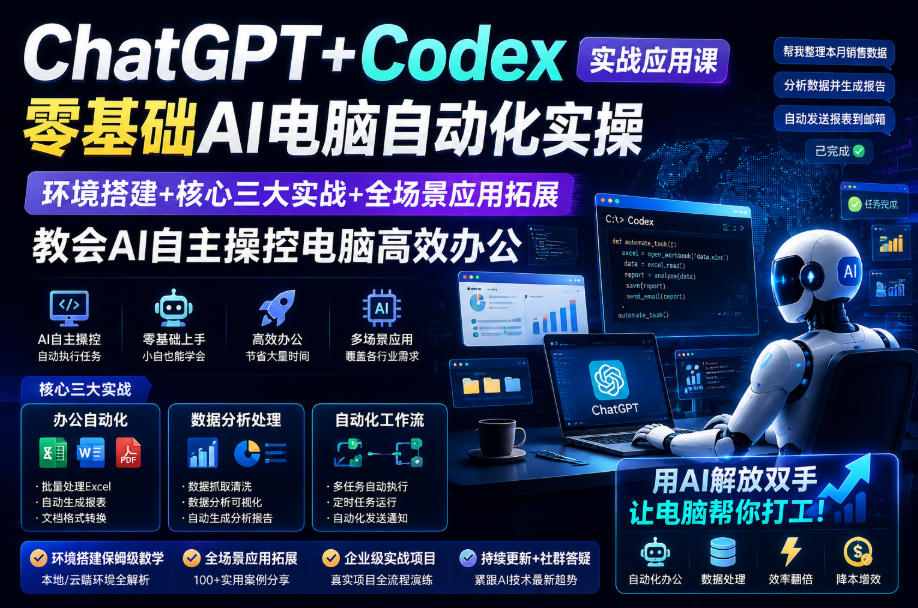 chatgptcodex实战应用课｜零基础ai电脑自动化实操，环境搭-免费资源