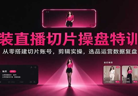 女装直播切片操盘特训课：从零搭建切片账号，剪辑实操，选品运营数据复盘-免费资源