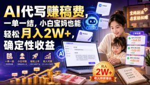 ai代写賺稿费,一单一结,小白宝妈也能轻松月入2w-免费资源
