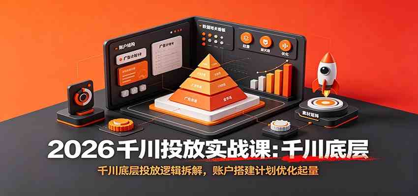 2026千川投放实战课：千川底层投放逻辑拆解，账户-免费资源