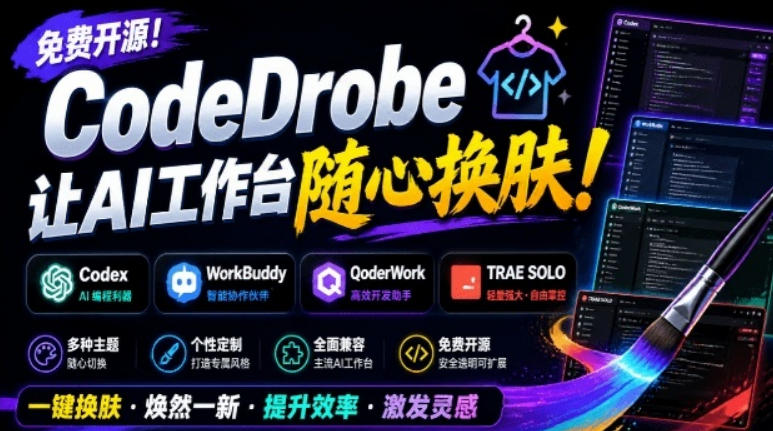 免费开源的codedrobe，让ai工作台随心换肤，支持codex、workbuddy等-免费资源