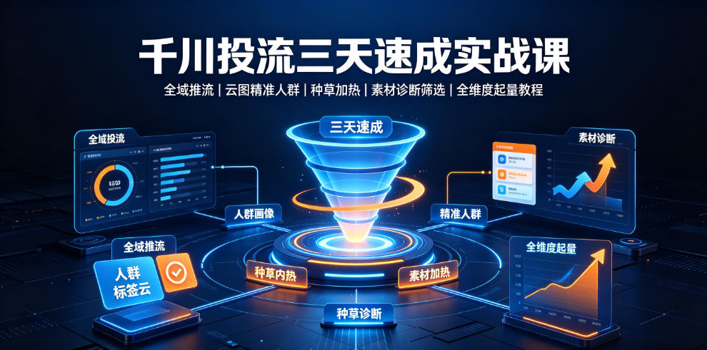 千川投流三天速成实战课｜全域推流、云图精准人-免费资源