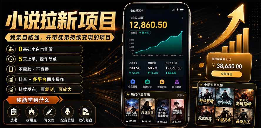 （19379期）抖音及多平台小说拉新项目：我亲自跑通-免费资源