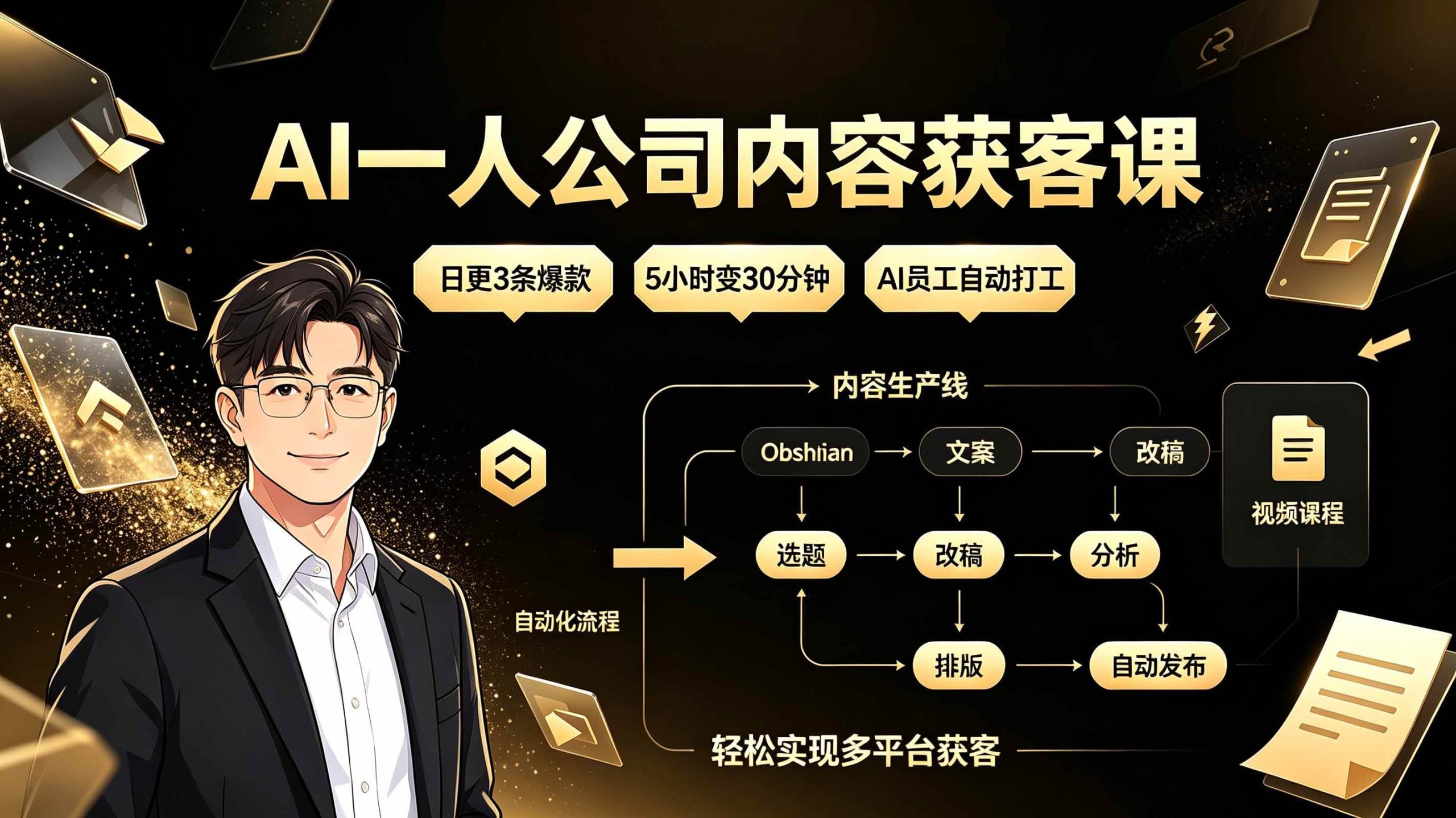 (19387期)AI一人公司内容获客课:日更3条爆款×5小时变30分钟×AI员工自动打工,轻松实现多平台获客 (19387期)AI一人公司内容获客课:日更3条爆款×5小时变30分钟×AI员工自动打工,轻松实现多平台获客