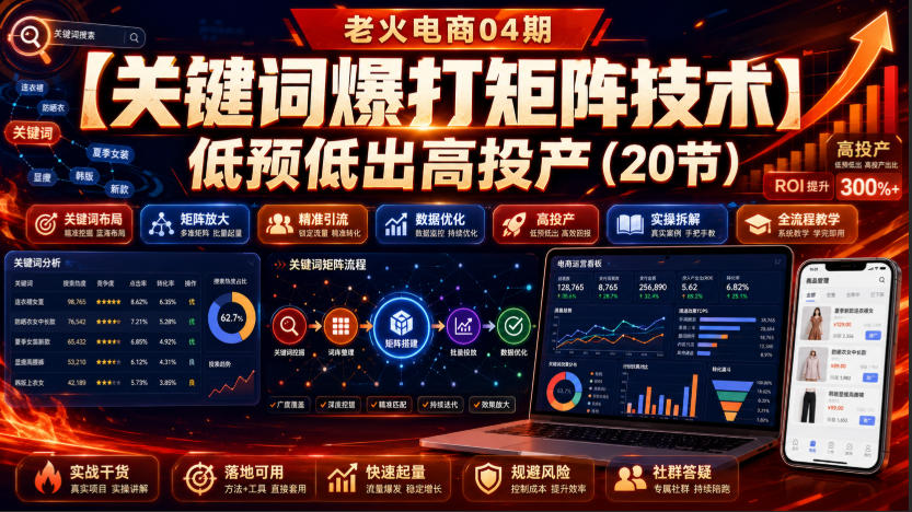 老火电商04期：【关键词爆打矩阵技术】低预低出高-免费资源