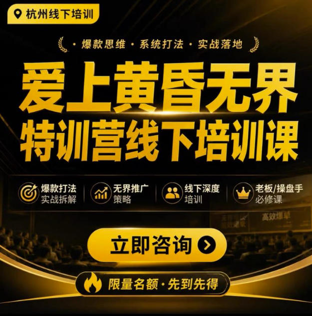 爱上黄昏无界特训营ai推广实战7月27-30杭州线下课，ai落-免费资源