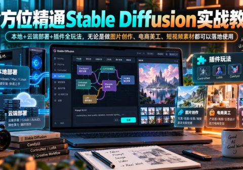 全方位精通Stable Diffusion实战教程|本地+云端部署+插件全玩法,无论是做图片创作、电商美工、短视频素材都可以落地使用-免费资源
