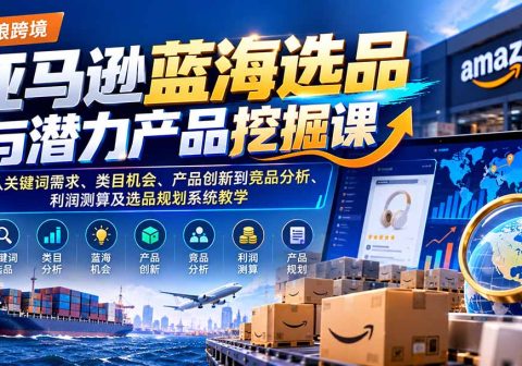亚马逊蓝海选品与潜力产品挖掘课：从关键词需求、类目机会、产品创新到竞品分析、利润测算及选品规划系统教学-免费资源