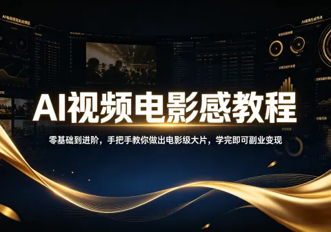 【精】AI视频电影感教程！零基础到进阶，手把手教你做出电影级大片，学完即可副业变现！-免费资源