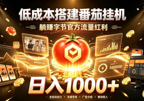 低成本搭建番茄挂G，躺賺字节官方流量红利，日入1k+，全程傻瓜式落地【揭秘】-免费资源
