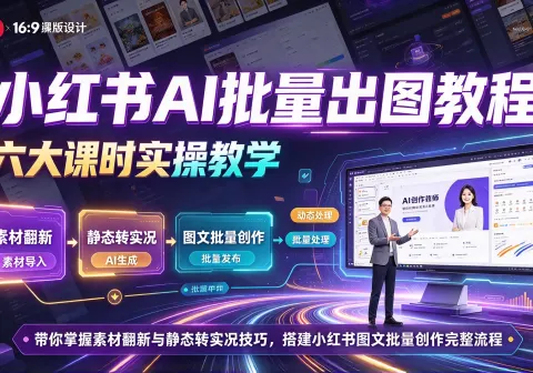小红书AI批量出图教程，六大课时实操教学，带你掌握素材翻新与静态转实况技巧，搭建小红书图文批量创作完整流程-免费资源